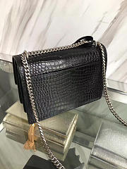 YSL Medium SUNSET Crocodile Embossed Shiny Black 4851 22cm  - 3