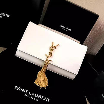 YSL MONOGRAM KATE BAG WITH LEATHER TASSEL White 4988 24cm 