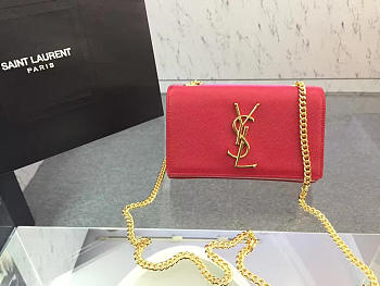 YSL MONOGRAM KATE GRAIN DE POUDRE EMBOSSED Red 4990 17cm 