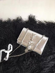 YSL KATE CHAIN WALLET WITH TASSEL IN CRINKLED METALLIC LEATHER 4991 17cm  - 5
