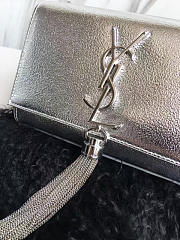 YSL KATE CHAIN WALLET WITH TASSEL IN CRINKLED METALLIC LEATHER 4991 17cm  - 4