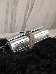 YSL KATE CHAIN WALLET WITH TASSEL IN CRINKLED METALLIC LEATHER 4991 17cm  - 2