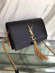 YSL MONOGRAM KATE Gold Tassel in Grain De Poudre Embossed Black 5052 19cm - 2