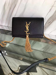 YSL MONOGRAM KATE Gold Tassel in Grain De Poudre Embossed Black 5052 19cm - 4