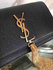 YSL MONOGRAM KATE Gold Tassel in Grain De Poudre Embossed Black 5052 19cm - 5