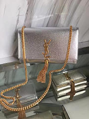 YSL KATE Chain Wallet Tassel Crinkled Metallic 5055 24cm - 1
