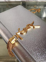 YSL KATE Chain Wallet Tassel Crinkled Metallic 5055 24cm - 2