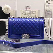 Chanel Quilted Lambskin Medium Boy Bag Blue A67086 25cm - 1