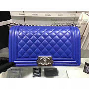 Chanel Quilted Lambskin Medium Boy Bag Blue A67086 25cm - 4