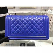 Chanel Quilted Lambskin Medium Boy Bag Blue A67086 25cm - 3