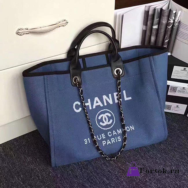 Chanel Shopping Bag Blue A68046 34cm - 1