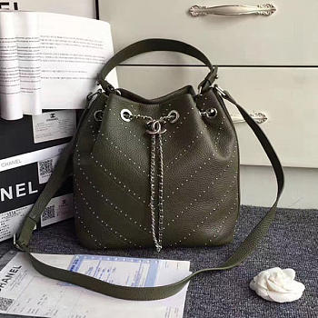 Chanel Calfskin Bucket Bag Green A93598 27cm