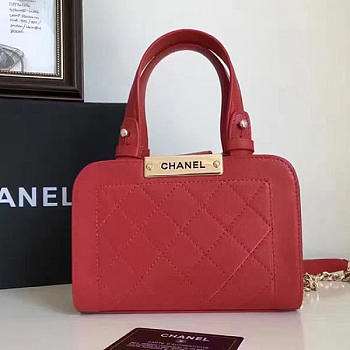 Chanel Small Label Click leather Shopping Bag Red A93731 20cm