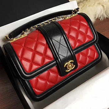 Chanel Quilted Lambskin Flap Bag Red and Black A91365 25.5cm