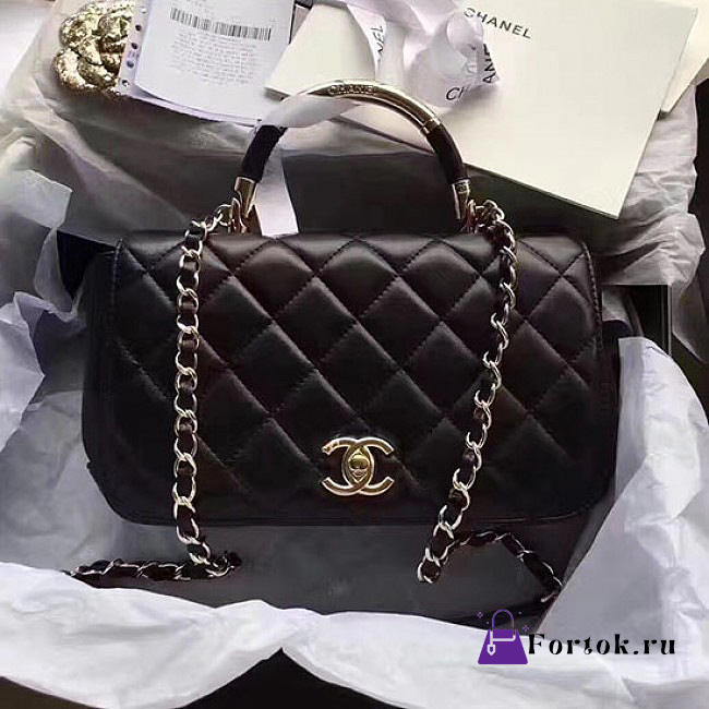 Chanel Caviar Quilted Lambskin Flap with Top Handle Black A93752 25cm - 1