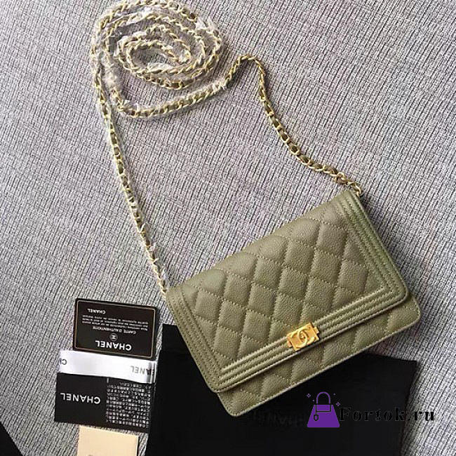 Chanel Caviar WOC Chain Boy Bag Wallet Green A80287 19cm  - 1