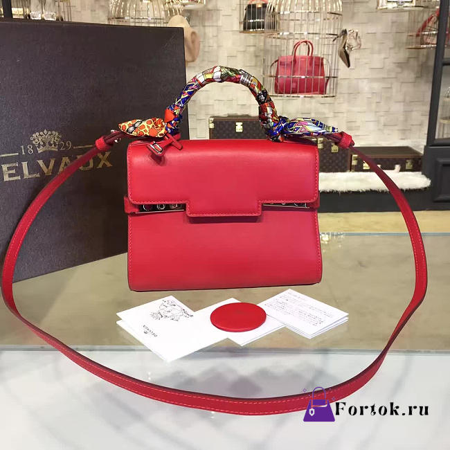 Delvaux Calfskin Mini Tempete Satchel Red 1460 21cm - 1