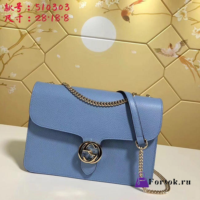 Gucci GG Flap Bag On Chain Light Blue 510303 28cm - 1