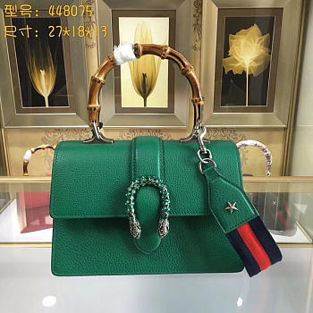 Gucci Dionysus medium top handle bag green leather 27cm