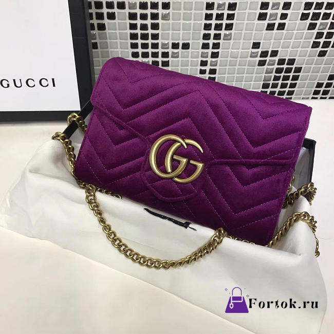 Gucci GG Leather WOC Purple 2577 20cm - 1