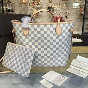Louis Vuitton NEVERFULL MM Damier Azur Canvas Rose Ballerine 3304 32cm - 4