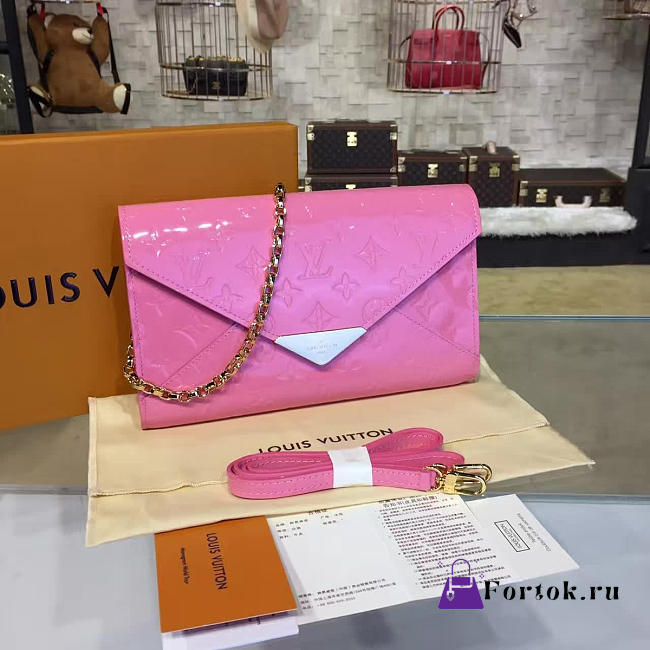 Louis Vuitton Monogram Vernis Mira Chain Wallet pink 3348 - 1