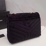YSL LOULOU Monogram Quilted Velvet Shoulder Bag Black 30cm - 3