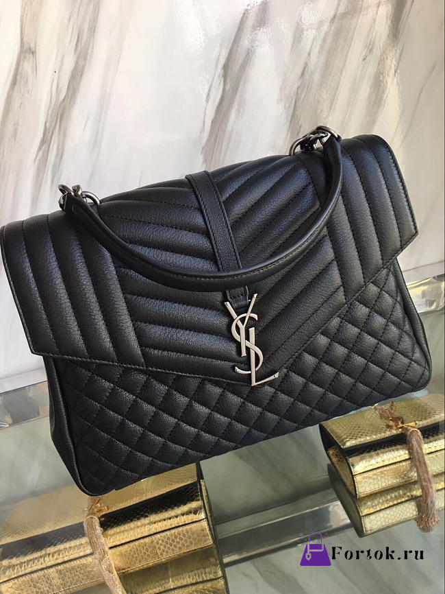YSL ENVELOPE LARGE BAG BLACK 4812 33cm  - 1