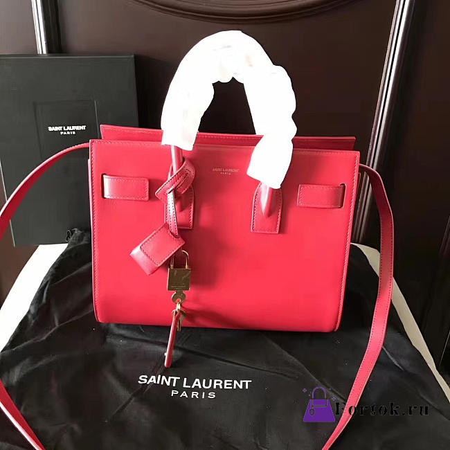 YSL Sac-De-Jour GRAINED LEATHER Red 4917 26cm  - 1