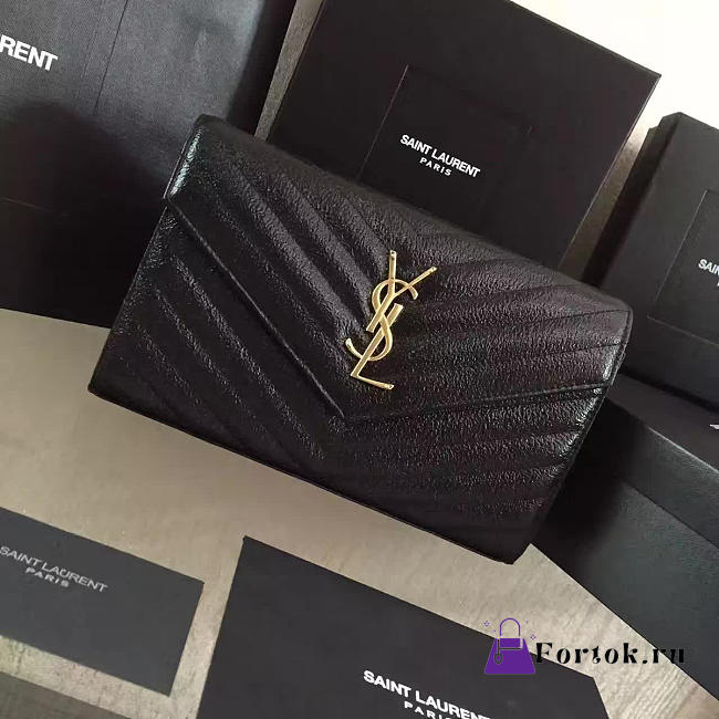YSL Monogram Chain Wallet WOC Black 4944 22cm  - 1