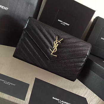 YSL Monogram Chain Wallet WOC Black 4944 22cm 