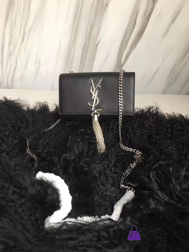 YSL MONOGRAM KATE Tassel Smooth Leather Black 5004 17cm  - 1