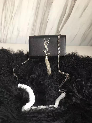 YSL MONOGRAM KATE Tassel Smooth Leather Black 5004 17cm 