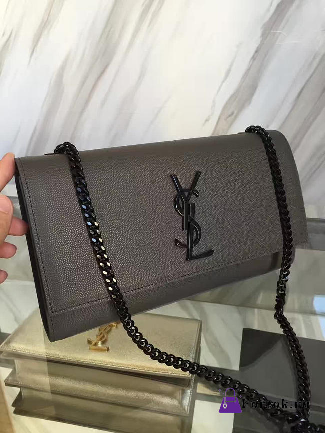 YSL MONOGRAM KATE IN GRAIN DE POUDRE EMBOSSED Gray 5013 24cm  - 1