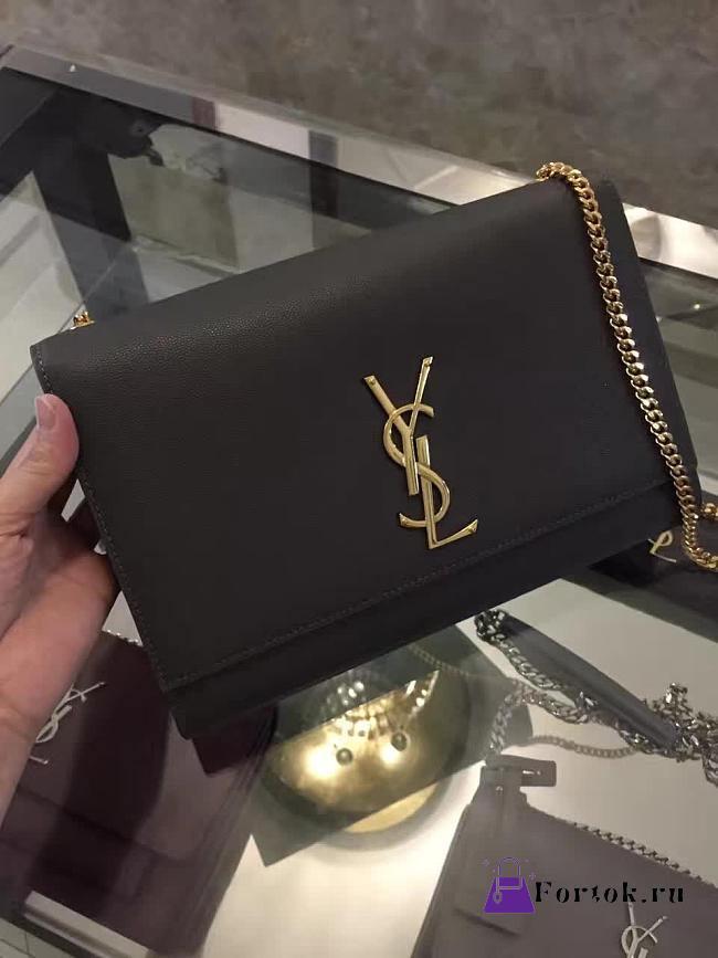 YSL MONOGRAM KATE GRAIN DE POUDRE EMBOSSED LEATHER Black 5027 24cm - 1