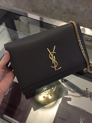 YSL MONOGRAM KATE GRAIN DE POUDRE EMBOSSED LEATHER Black 5027 24cm