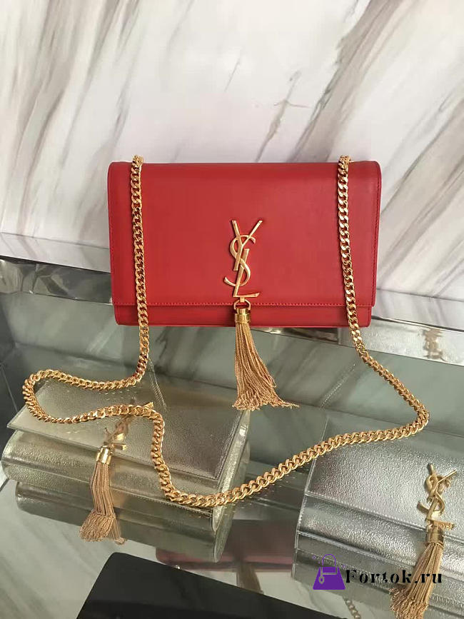 YSL Medium KATE Gold Tassel in Orange Leather 5045 24cm - 1