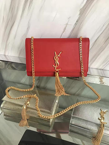 YSL Medium KATE Gold Tassel in Orange Leather 5045 24cm