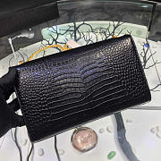 YSL MONOGRAM KATE Gold Tassel In Embossed Crocodile Shiny Black 5056 24cm - 6