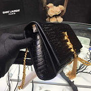 YSL MONOGRAM KATE Gold Tassel In Embossed Crocodile Shiny Black 5056 24cm - 4