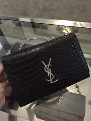 YSL MONOGRAM KATE IN EMBOSSED CROCODILE SHINY Black 5063 28.5cm - 5