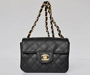 CHANEL Caviar Leather Flap Bag With Gold Hardware Black 17.5cm - 6