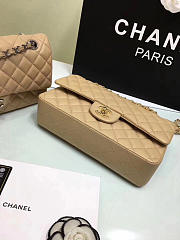 CHANEL Lambskin Leather Flap Bag Gold/Silver Beige 25cm - 2