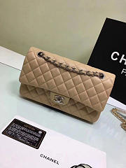 CHANEL Lambskin Leather Flap Bag Gold/Silver Beige 25cm - 4