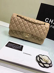 CHANEL Lambskin Leather Flap Bag Gold/Silver Beige 25cm - 6