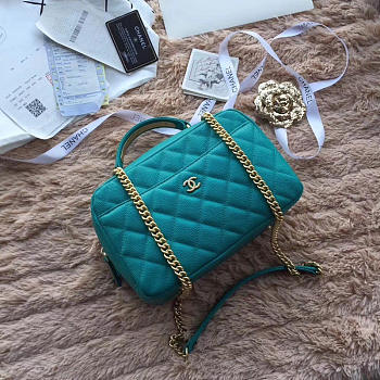 Chanel Bowling Bag Jersey & Gold-Tone Metal Green A69924 24cm 