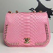 Chanel Snake Embossed Flap Shoulder Bag Pink A98774 20cm - 1