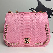 Chanel Snake Embossed Flap Shoulder Bag Pink A98774 20cm - 5
