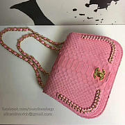 Chanel Snake Embossed Flap Shoulder Bag Pink A98774 20cm - 2