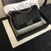Chanel Medium Chevron Lambskin Quilted Boy Bag Black VS03203 25cm - 2